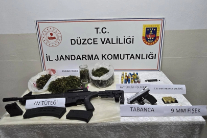 Düzce Gölyaka’da uyuşturucu ve silah operasyonu